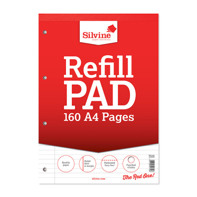 Silvien A4 Refil Pad 160 Pages Lined with Margin Perforated