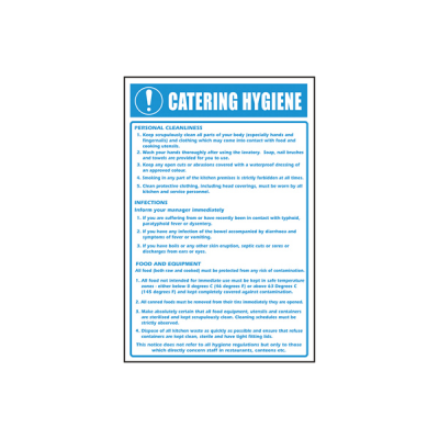 Self Adhesive Catering Hygiene Sign