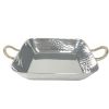 Stainless Steel Square Hammered Pan with Brass Handles 4.75" / 12cm