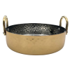 Brass Plated Hammered Round Serving Dish with Brass Handles 16cm x 3.5cm