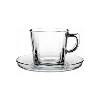 Carre Breakfast Glass Cup & Saucer Set 215ml (Pack 6)