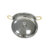 Round Karahi Serving Dish with Brass Handle with lid 16cm