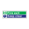 Self Adhesive Fire Exit Keep Clear Sign 2 Colour