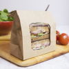 Vegware Kraft NatureFlex Window Bloomer Bag 6 x 3 x 9" (Pack 250) with Food
