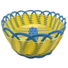 Large Oval Woven Basket With Blue Trim 28x22cm