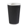 Black Ripple Wall Hot Drink / Coffee Cup 16oz (Pack 25) [500]
