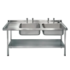 Catering Stainless Steel Double Bowl Sink Left Hand Drainer 1500mm