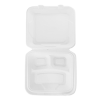 Vegware Compostable 9" Square 3-Comp Bagasse Lunch Box (Pack 50)