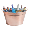BarCraft Hammered Galvanised Steel Copper Finish Drinks Pail with Bottles