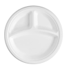 Bagasse White Round Plate 3 Comp (254mm/10") TP4/3 (Pack 50)