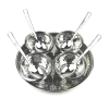 Stainless Steel Hammered Pickle Tray Set with 4 Ramekins & Spoons