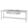 Catering Stainless Steel Double Bowl Sink Double Drainer 2400mm