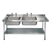 Catering Stainless Steel Double Bowl Sink Right Hand Drainer 1500mm