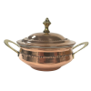 Copper Mughal Handi with Lid & Brass Handle 17cm