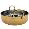 Brass Plated Hammered Round Serving Dish with Brass Handles 16cm x 3.5cm