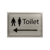 Aluminium Toilets Sign Arrow Left with Symbols A4 Landscape
