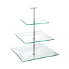 Aura 3 Tiered Square Glass Plate 9.75, 8, 5.75" (24.5, 20, 14.5cm)