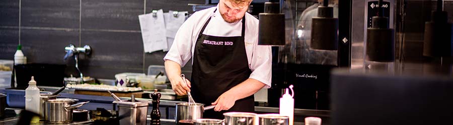 Chef at work in a professional kitchen