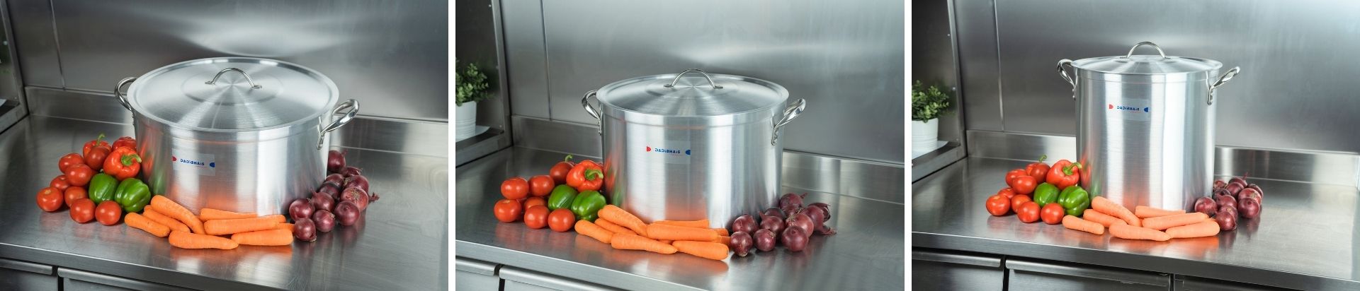 Casserole and stock pots in a commerical kitchen