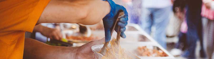 Chef serving street food