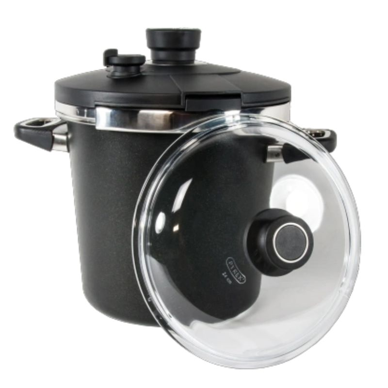 AMT Gastroguss AMZN-524-Z20B braadpan, 24 cm diameter, 5 cm hoog, afneembare handgreep, niet geschikt voor inductie, Lotan® antiaanbaklaag, gegoten aluminium pan