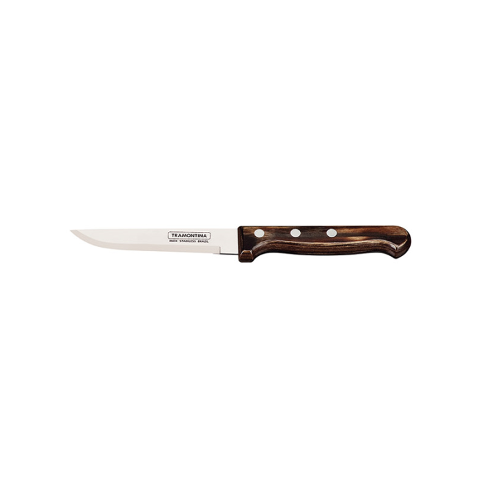 Tramontina Medium Polywood Handled Steak Knife 24cm, Pointed Tip, Smooth Edge, Brown