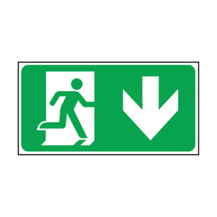 Self Adhesive Exit Man Arrow Down Sign