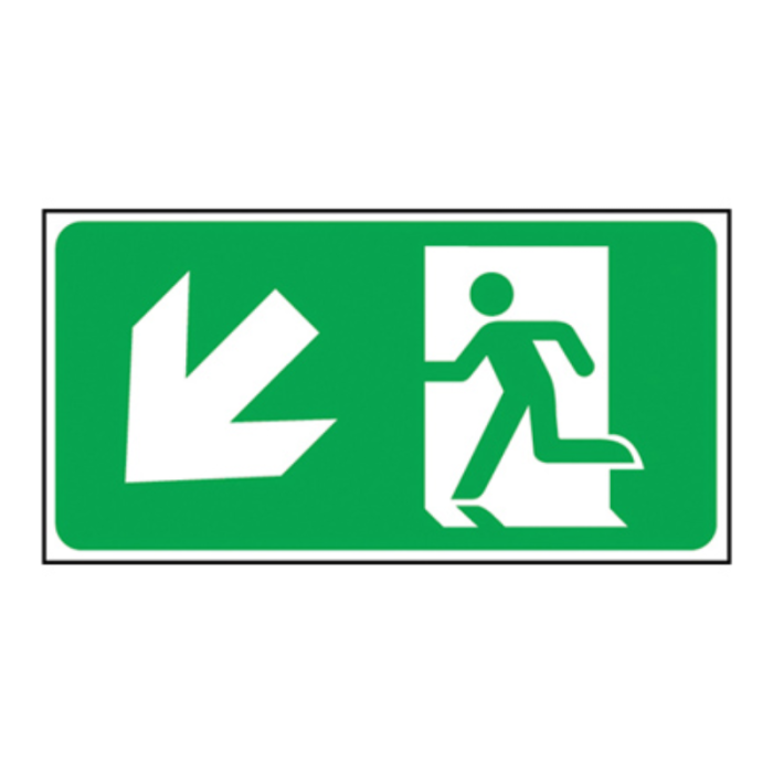 Self Adhesive Exit Man Arrow Down Left Sign