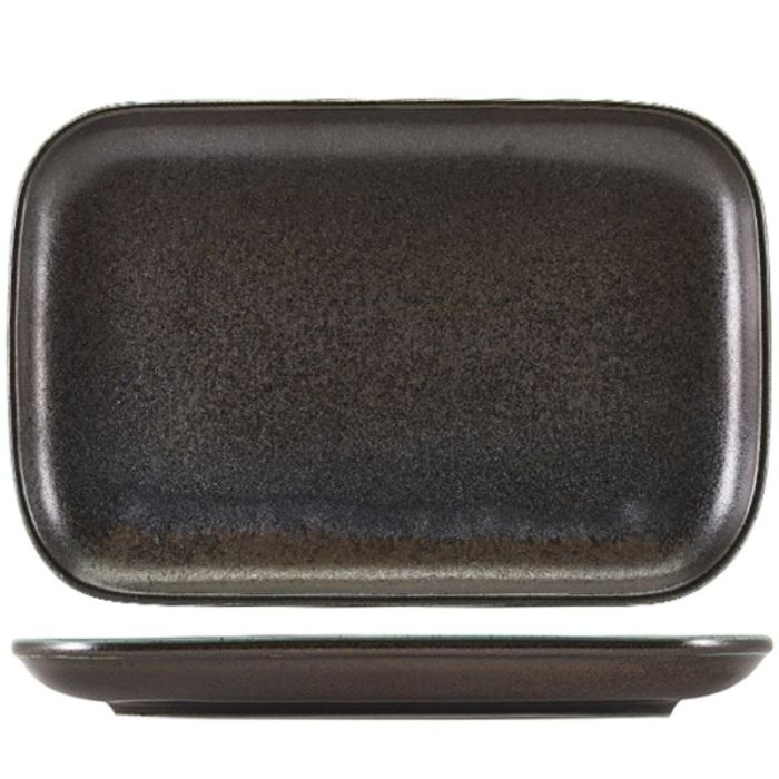 Genware Terra Porcelain Black Rectangular Plate 34.5 x 23.5cm