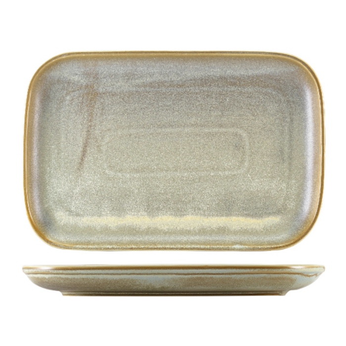 Genware Terra Porcelain Matt Grey Rectangular Plate 34.5 x 23.5cm