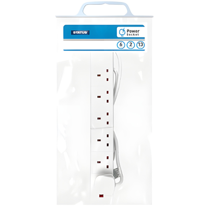 Status 6 Way 2 Meter Extension Wire Socket with Neon Indicator