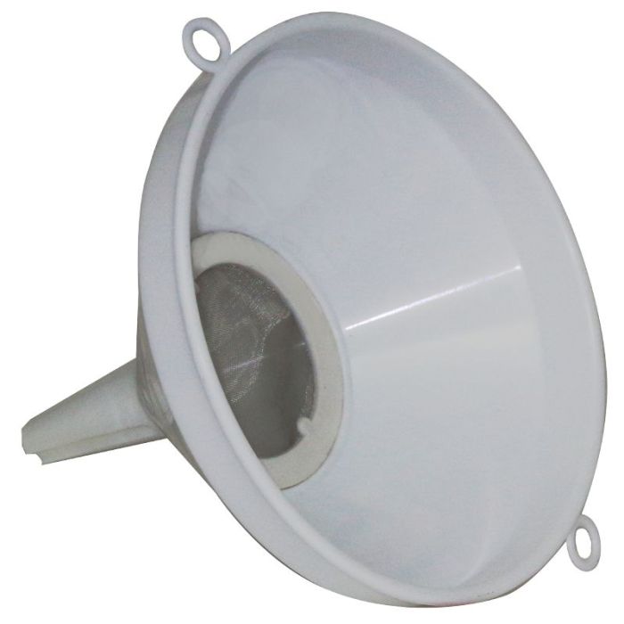 White Plastic Funnel with Fine Mesh Filter Strainer 26cm
