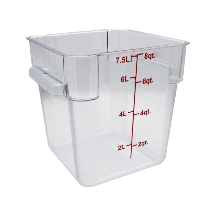 Polycarbonate Clear Square Food Ingredient Storage Container 7.6 Litre
