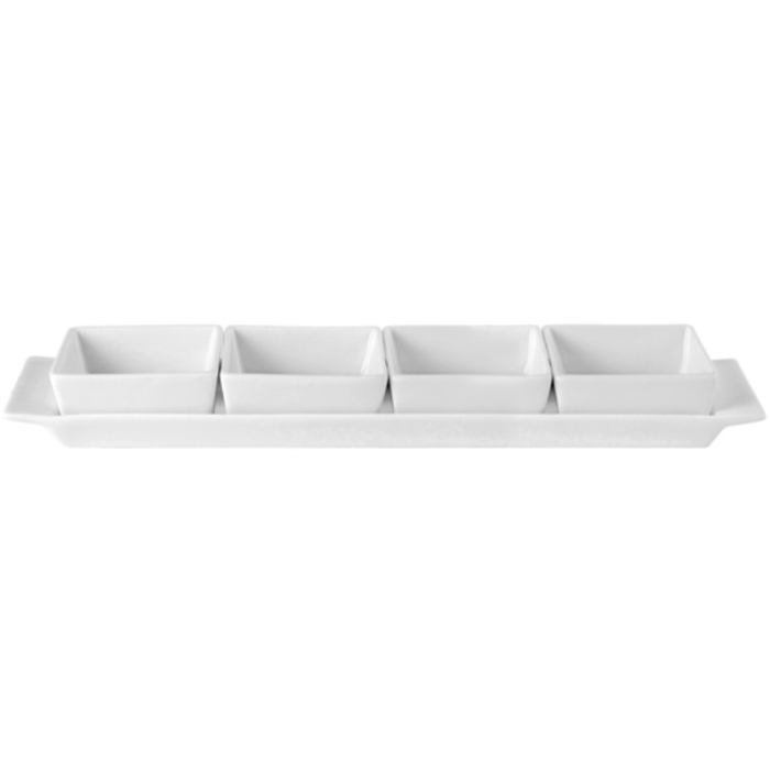 Porcelite Creations Square Shape Set of 4 Bowls & Tray 38x9cm