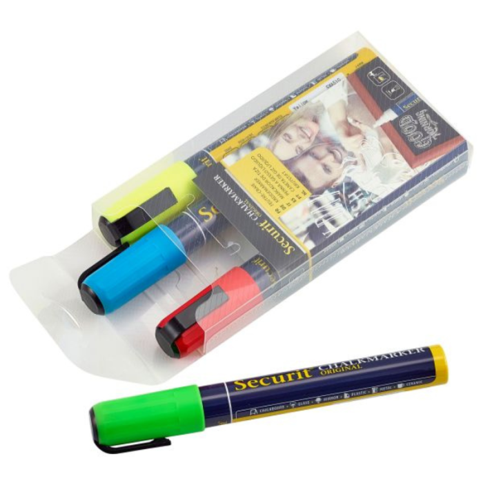 Securit Chalkmarkers (R,G,Y,BL) Large (Pack 4)