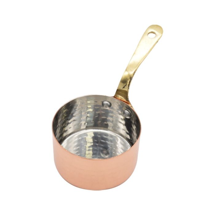 Copper Plated Hammered Pan Long Brass Handle 8.5cm
