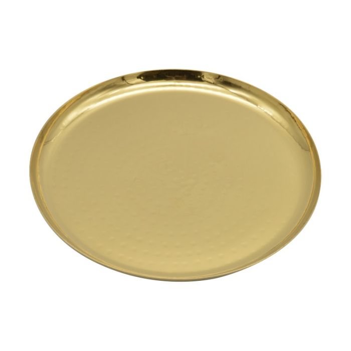 Brass Plated Hammered Round Plate / Platter 24.5cm