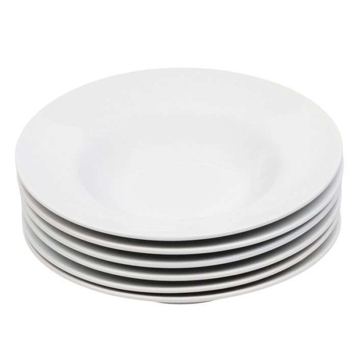White Crockery Traditional Soup / Pasta Plate 25cm, 16.5oz