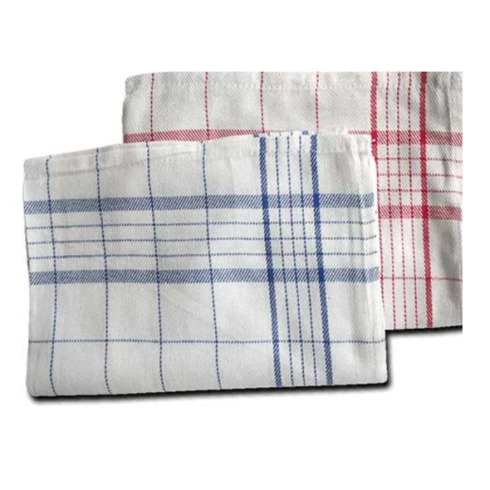 Check Twill Tea Towel in Red / Blue Checks 53x76cm (Pack 10)