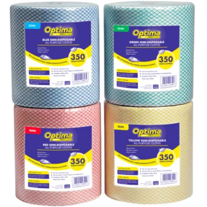 Optima Semi Lightweight All Purpose Cloth Rolls 350 Sheets Green 40 x 22cm