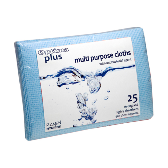 Optima Plus Super Absorbent Multi Purpose Cloths Blue 50 x 36cm (Pack 25)