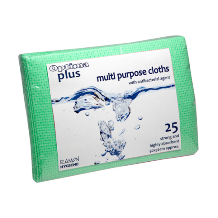 Optima Plus Super Absorbent Multi Purpose Cloths Green 50 x 36cm (Pack 25)