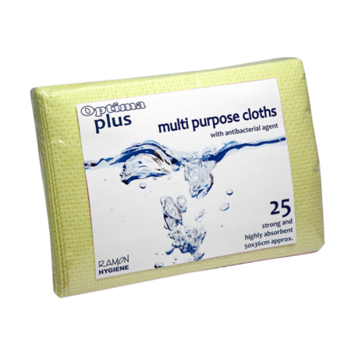 Optima Plus Super Absorbent Multi Purpose Cloths Yellow 50 x 36cm (Pack 25)