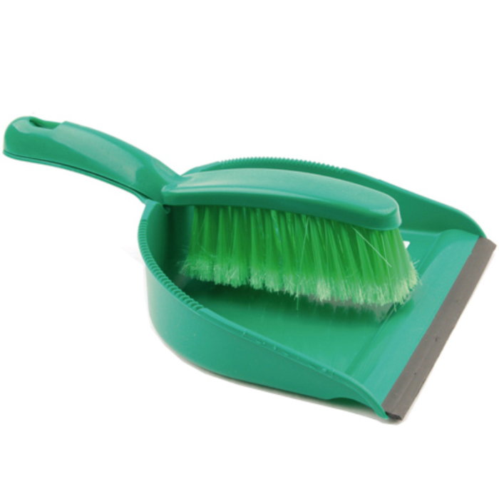 Professional Dustpan Brush with Soft Bristles in Green