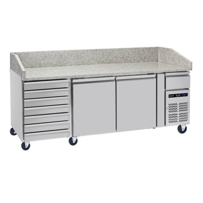Blizzard BPB2000-7N 2 Door Refigerated Pizza Prep Counter Granite top & 7 Neutral Draws 2025mm wide