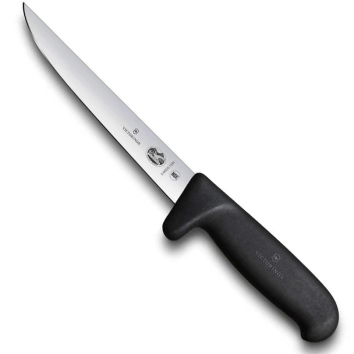 Victorinox Fibrox Handle Boning Knife Straight Wide Blade in Black 15cm