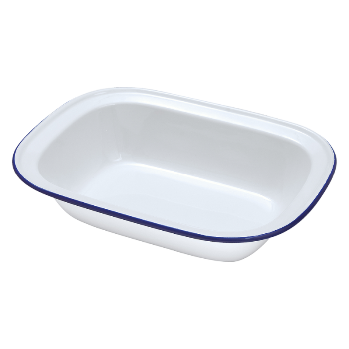Falcon White Enamel Oblong Pie Dish 18cm