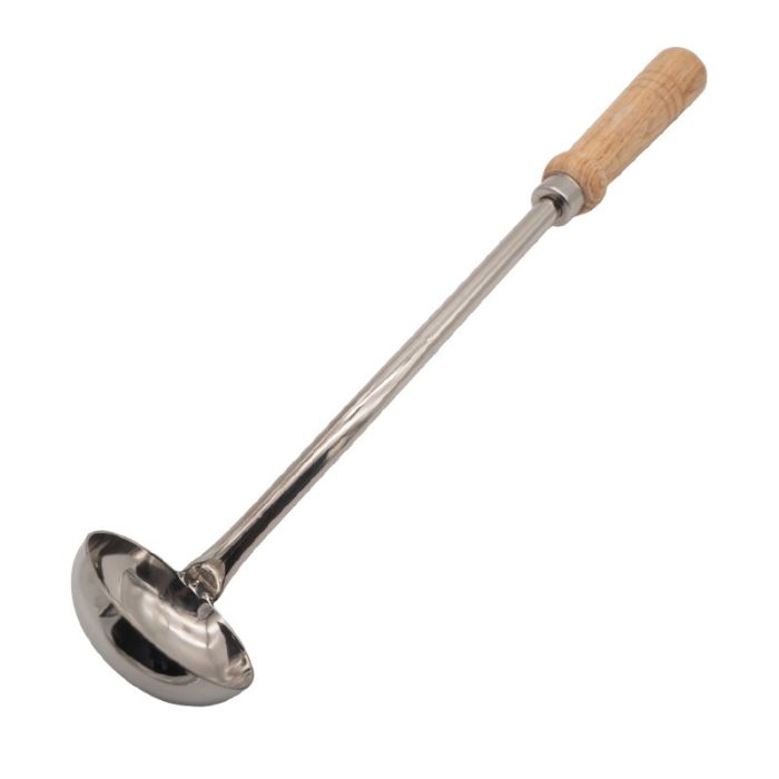 Stainless Steel Angled Ladle with Wooden Handle No4
