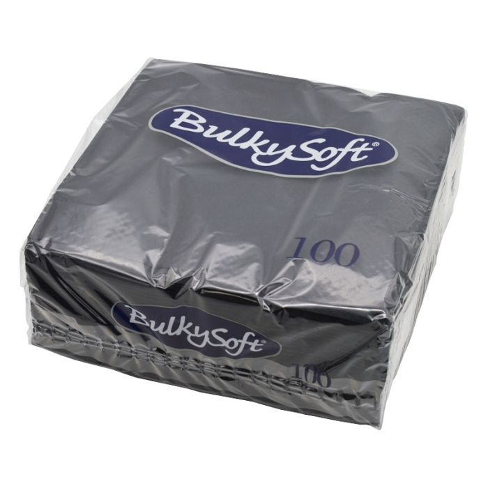 Bulkysoft 2ply Napkin 40cm Black 8 Fold (Pack 100)