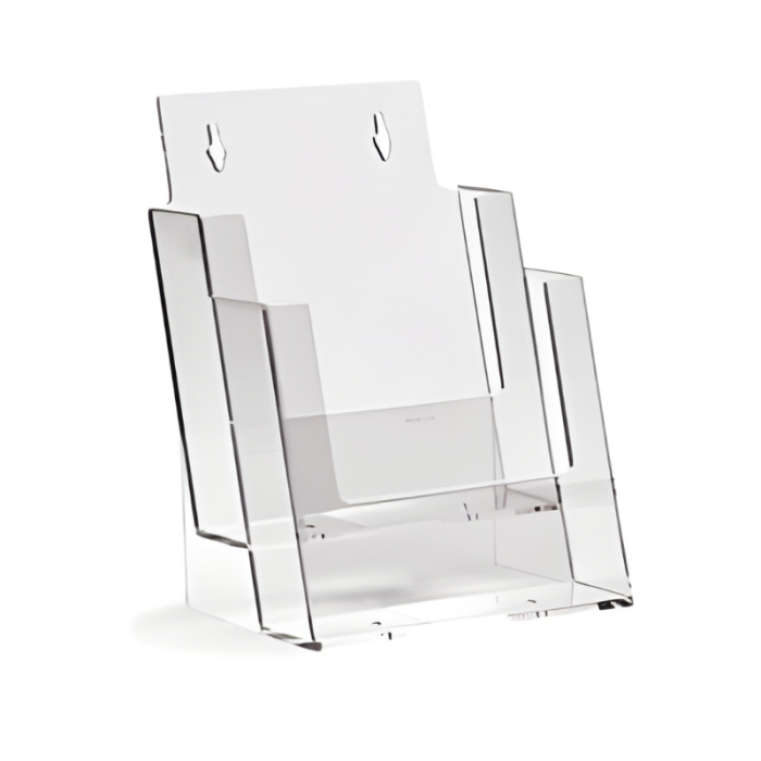 Clear Plastic A5 Portrait Leaflet Holder 2 Bays